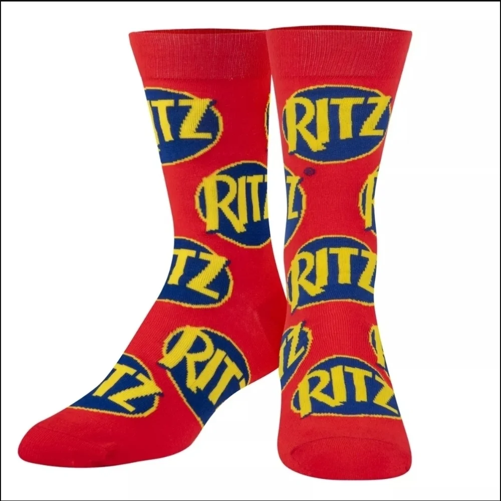 4/$25 Ritz Cracker Novelty Crew Socks Unisex New - Picture 1 of 8
